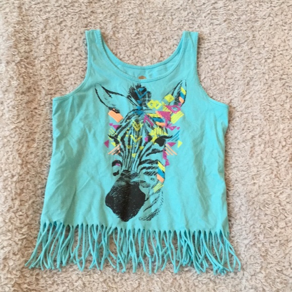 Zebra tank with fringe - Picture 1 of 3